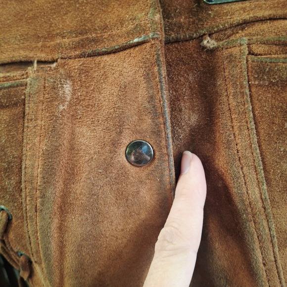 RARE Vintage Gloria Vanderbilt Western Boho Brown Suede Cropped Jacket W/ Fringe - Picture 4 of 10